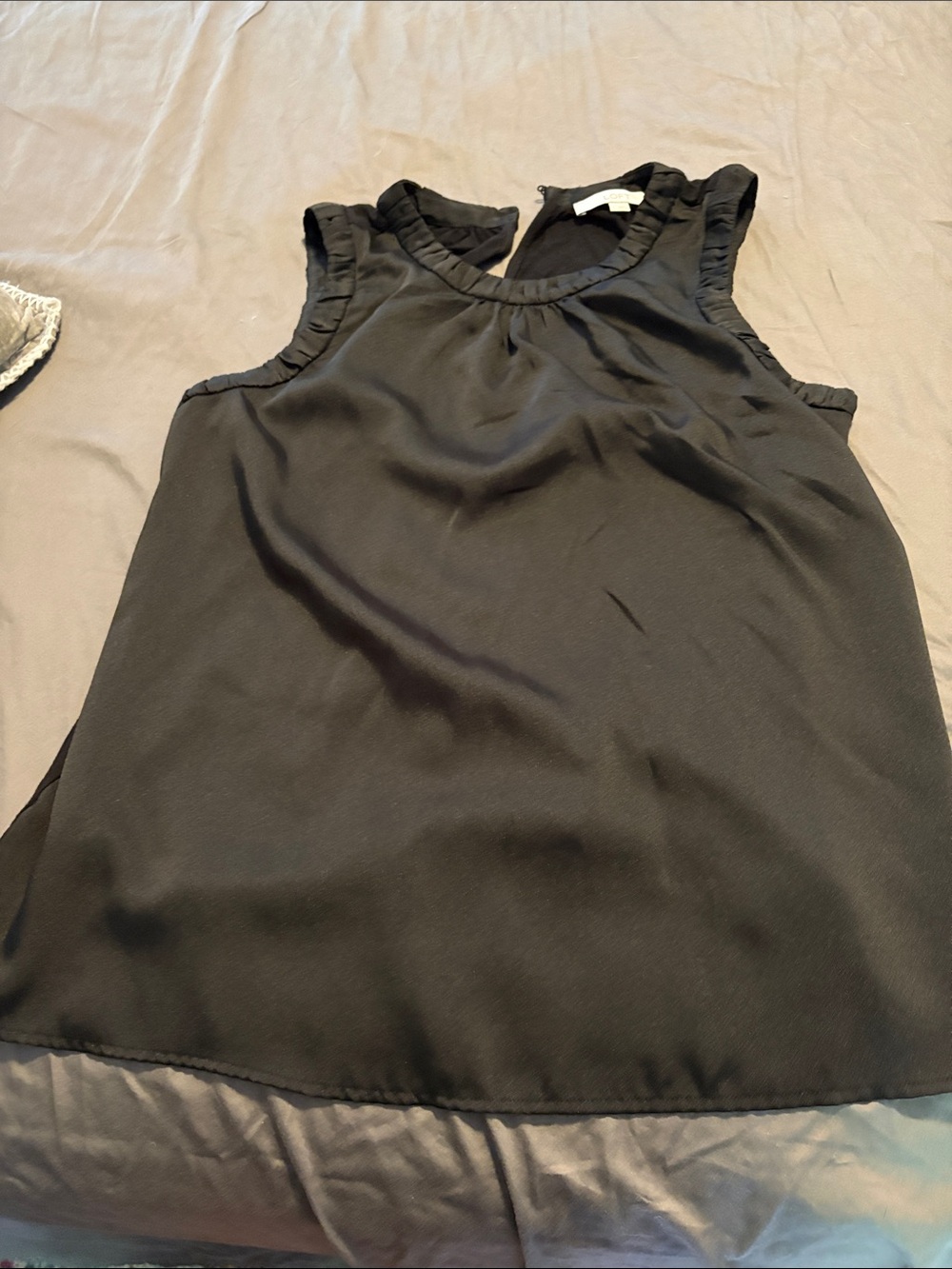 LOFT Black Ruffle Trim Sleeveless Camisole